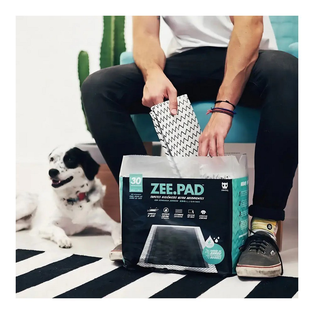 Tapete Higiênico Zee.Dog 80x60 6 Camadas Descartável Bambu 30 Unidades