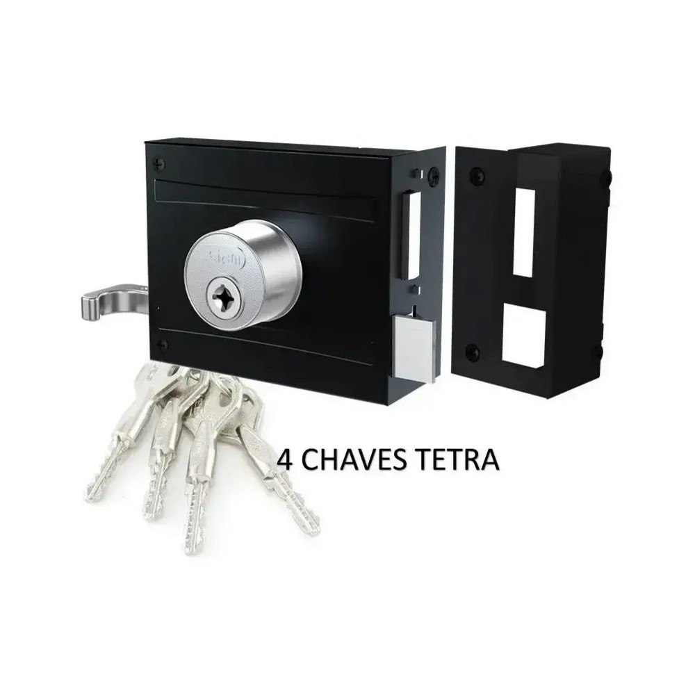 Fechadura para portão Sobrepor Stam 1701/100 Tetra C/4 Chaves Inox