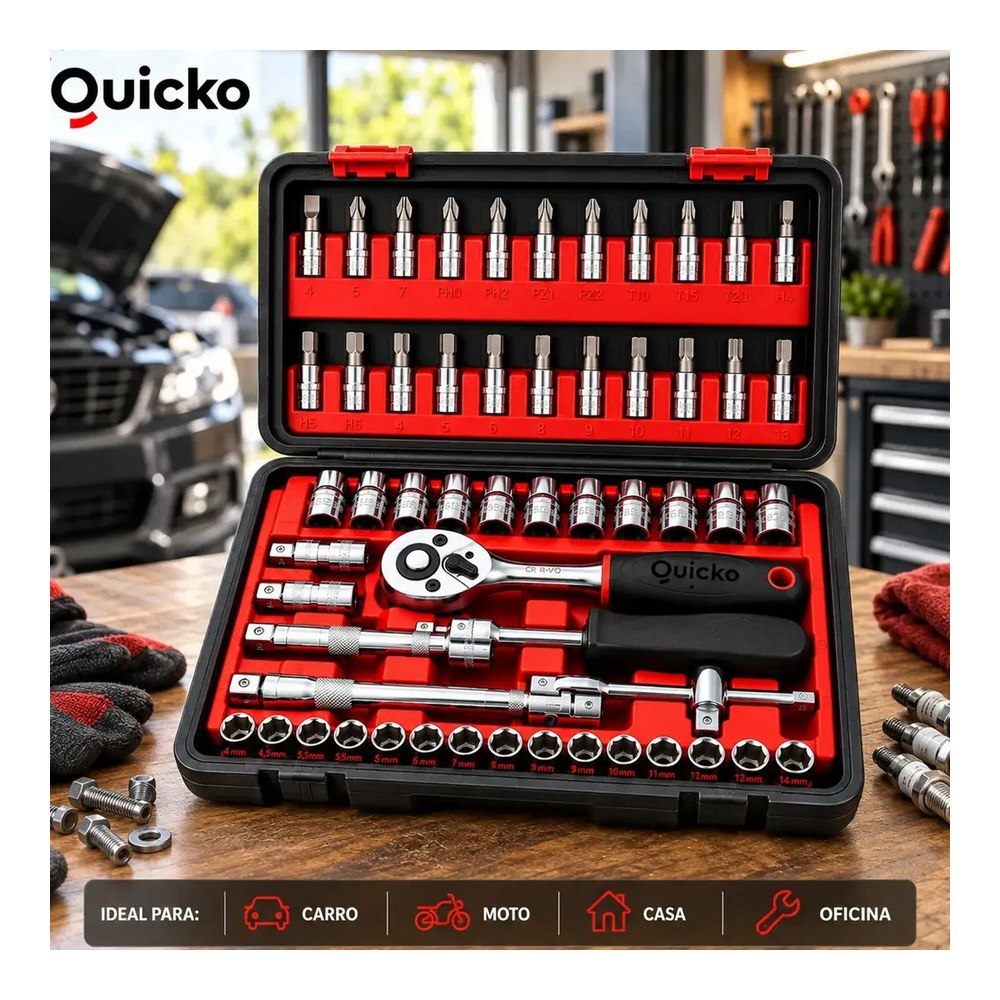 Kit Ferramentas 46 Peças Quicko com Maleta