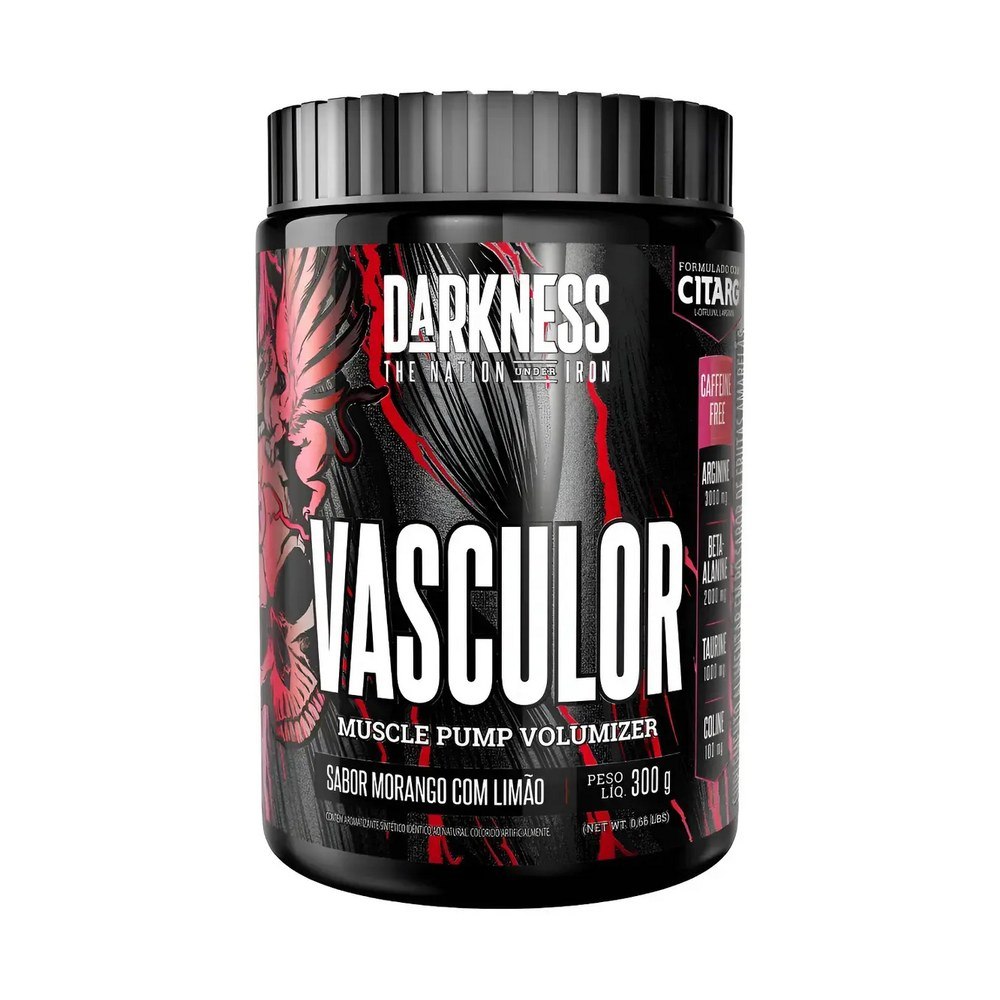 Pré - Treino Vasculor Muscle Pump Volumizer 300g Darkness Sabor Morango Com Limão