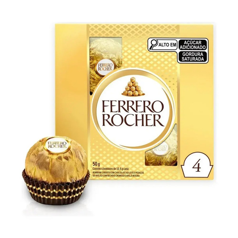 Bombom Ferrero Rocher 4unx12,5g 50g