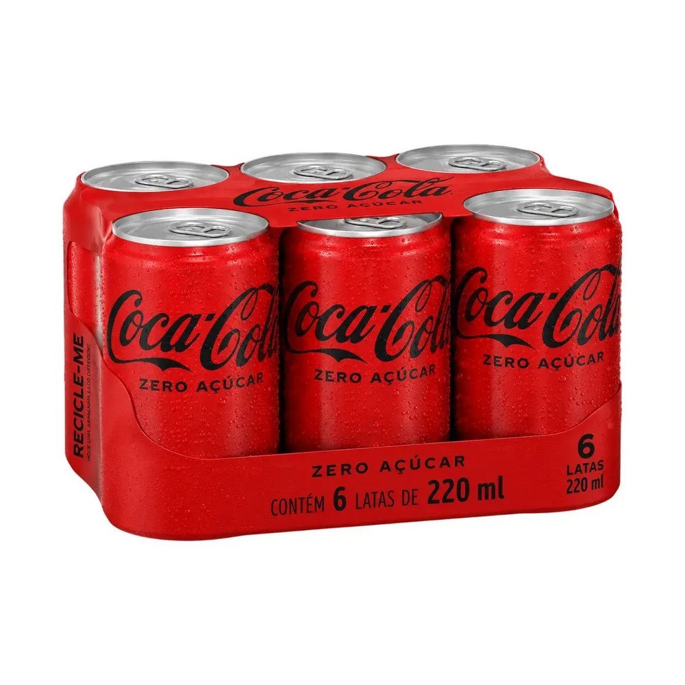 Refrigerante Coca-Cola Zero Açúcar Mini Lata 220ml Pack 6 Unidades