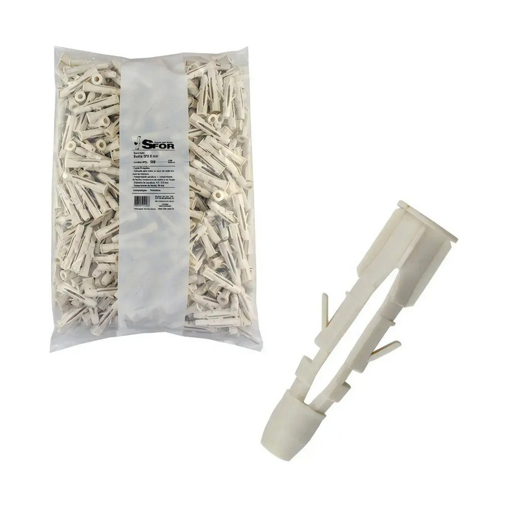 Bucha Sfor 8mm Sfu P/ Tijolo Oco Ou Maciço - Pct 500 Pç