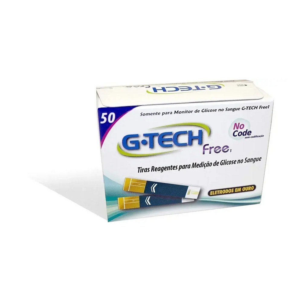 50 Tiras Reagentes de Glicemia G TECH FREE