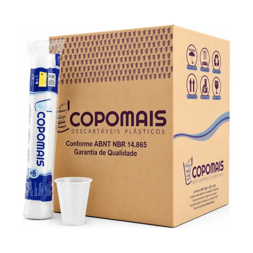 Copo P/ Água Reforçado 180ml Transp Descartável Ps 2500 Uni