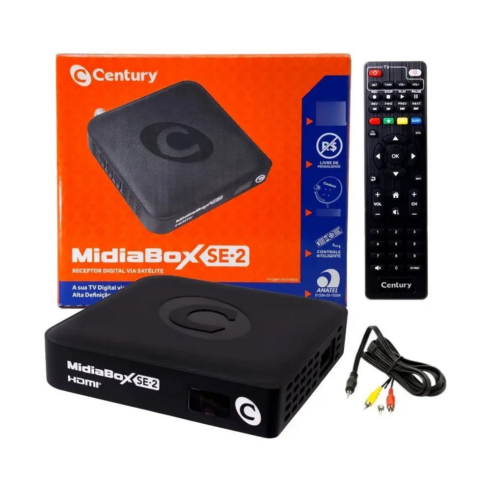 Receptor Century Midiabox Se-2 Preto Com 1 Portas