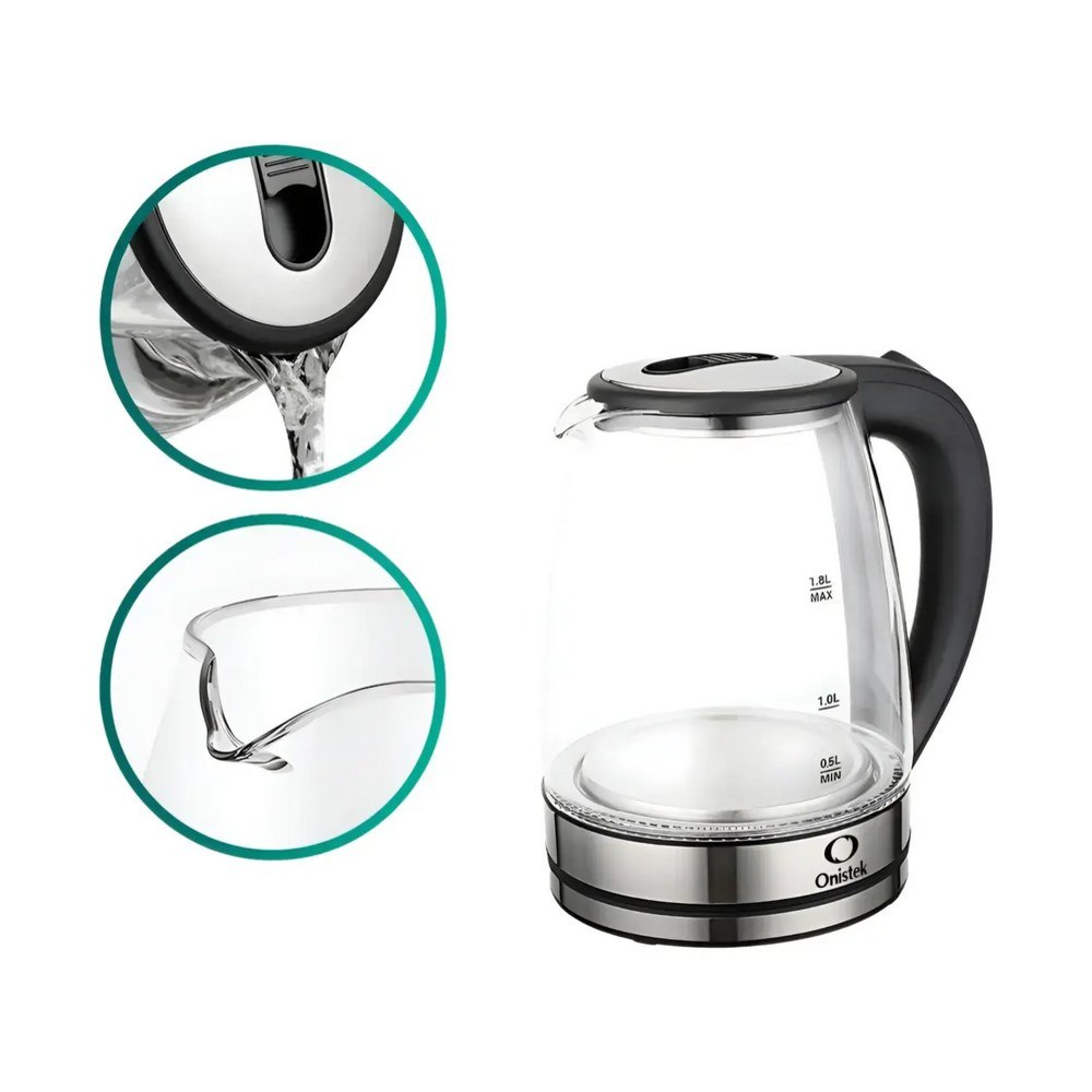 Chaleira Elétrica Jarra Vidro 1.8L 1200W