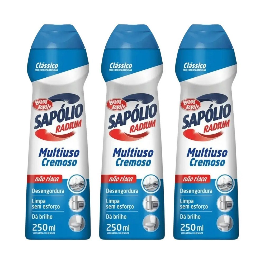 Kit 3 Sapólio Radium Multiuso Cremoso Clássico 250ml